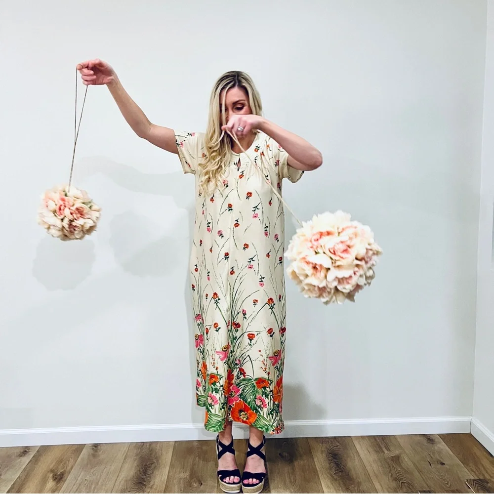 VTG Floral Housecoat Zip-up Dress - Picture 5 of 16